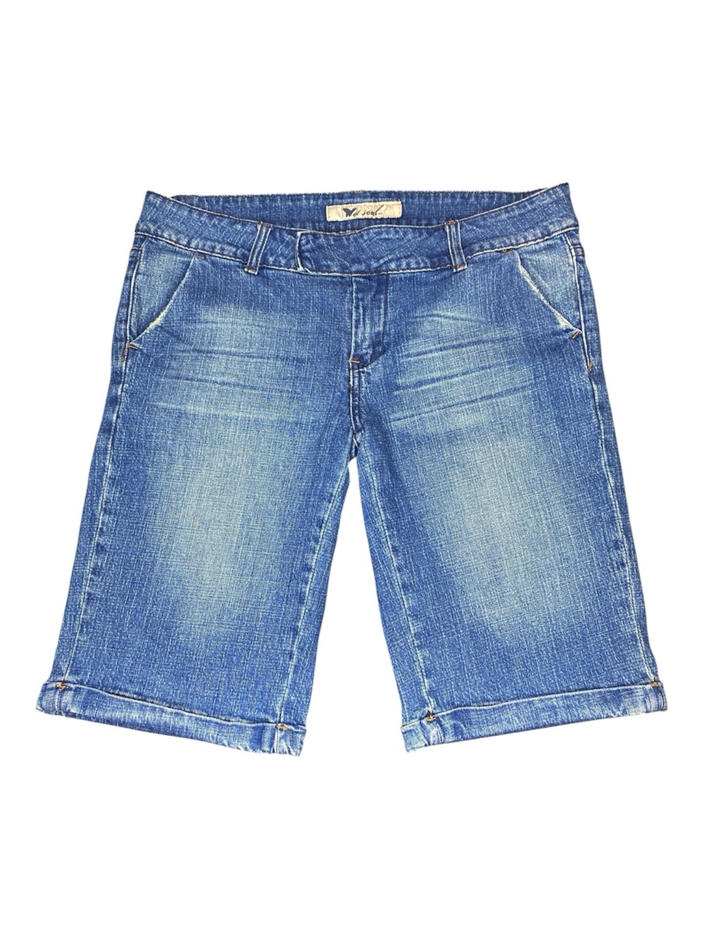 Vintage Y2K Wet Seal Low-Rise Denim Bermuda Shorts Made in Hong Kong Size 11